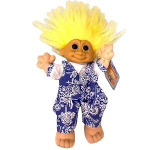 Vintage Russ Berrie Troll Kidz April Yellow Hair Blue Eyes MINT CONDITION 9-10”